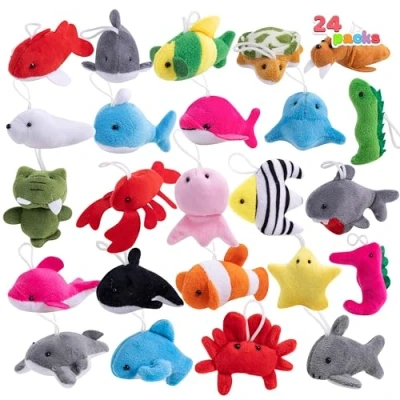 Imagen de JOYIN 24 Piezas Mini Animales Marinos de Peluche,6.3 7.6cm cada uno Peluche a Granel para Niños, Fiesta Cumpleaños, Regalos Cestas, Piñata, Productos Fiestas Pascua