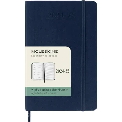 Imagen de Moleskine Weekly Planner 2024 2025, Agenda Semanal 18 Meses 2025 Con Espacio Para Notas, Tapa Blanda y Cierre Elástico, Formato de Bolsillo 9 x 14 cm, Color Azul Zafiro