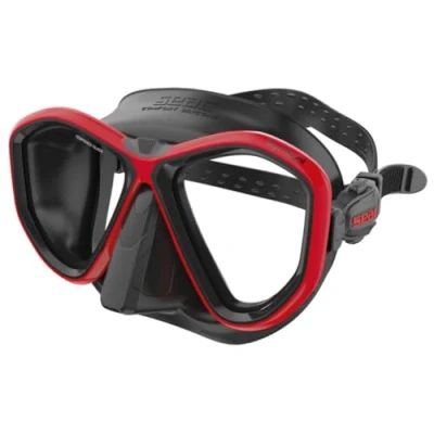 Imagen de SEAC Symbol máscara de Buceo Made in Italy con Dos Lentes y una Hebilla 3D Directamente en la Falda, Unisex Adulto, Negro/Rojo
