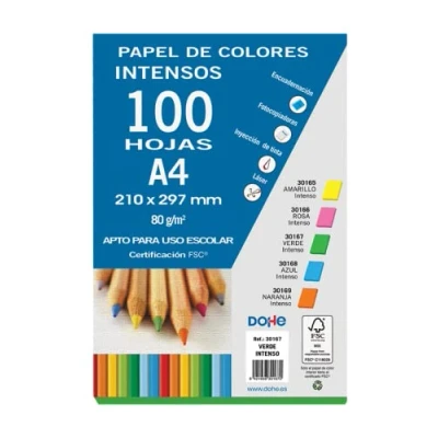Imagen de Dohe Folios Color Verde Intenso para Manualidades e Impresión (100 uds.) Tamaño A4 80 g/m² Material de oficina