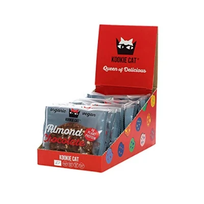 Imagen de Kookie Cat Galletas Veganas de Chocolate y Almendras Individualmente Envueltas. Sin Gluten, Soja, Bio Orgánicas. Avena. Multipack 12 X 50 g