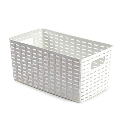 Imagen de PLASTIC FORTE Rattan Cesta, Blanco, 15 x 28 13