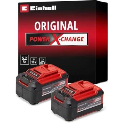 Imagen de Einhell PXC Twinpack 5.2 Ah Power X Change (Li Ion, 18 V, 2x Ah, apta para todos los dispositivos PXC, gestión proactiva de la batería, ciclos carga adaptados a situación)