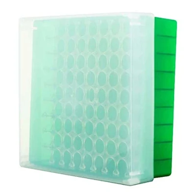 Imagen de neoLab 2 2932 neoBox 81 Plus Kryobox Caja de polipropileno (133 x 133 53 mm), color verde y transparente