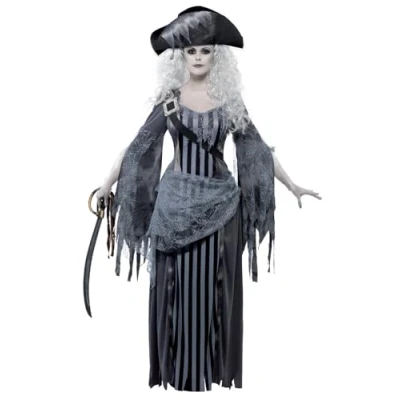 Imagen de Smiffys Disfraz de princesa Ghost Ship, Gris, con vestido y sombrero