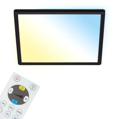 Imagen de BRILONER lámpara de techo LED CCT, retroiluminada, ultraplana, regulable, control remoto, 18W, 2400 lúm, 29x29cm, blanco cálido, neutro, frío, color negro