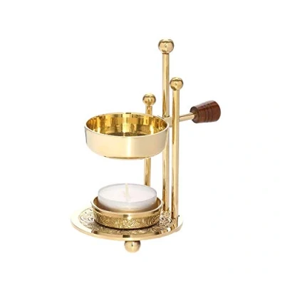 Imagen de Quemador de Incienso Ajustable NKlaus con Mango Madera Soporte Dorado 1524