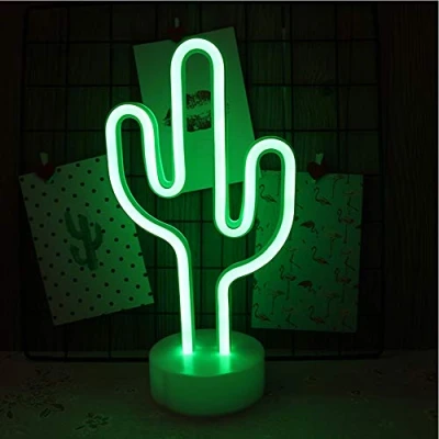 Imagen de NIWWIN Letrero de Luz neón LED Decoración pared noche USB/Neón con pilas para Navidad Regalo cumpleaños Fiesta Niños Sala estar boda (Cactus)