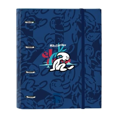 Imagen de Safta EL NIÑO PARADISE Carpeta 4 Anillas de 35 cm con 100 Hojas A4, Ideal para Niños Diferentes Edades, Cómoda y Versátil, Calidad Resistencia, 27x3.5x32 cm, Color Azul Marino