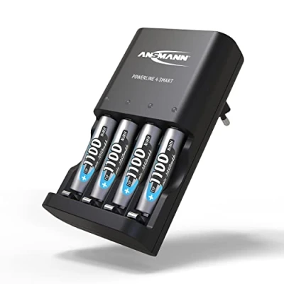 Imagen de Ansmann Powerline 4 Smart Cargador de batería para baterías 1 AA y AAA (Incluye NiMH 1100, NiCd con Control bahía Individual)