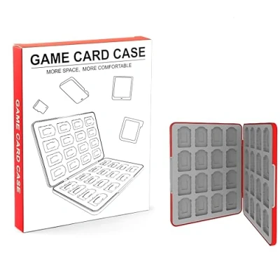 Imagen de Estuche para Juegos de Nintendo Switch Funda Protectora Magnética Silicona,32 Ranuras Cartuchos y Micro SD,Resistente a Golpes,Compatible con Switch/NS/Lite/OLED (Rojo)