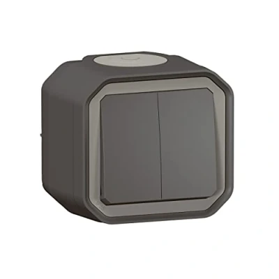 Imagen de Legrand Control para interruptor doble o bidireccional 10 A pulsador impermeable Plexo completo montaje en antracita
