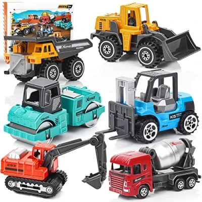 Imagen de Dreamon Camiones de Construcción Juguetes Set 6 Pedazos Véhicule Construction Vistoso per para Niños Niña 3 4 5