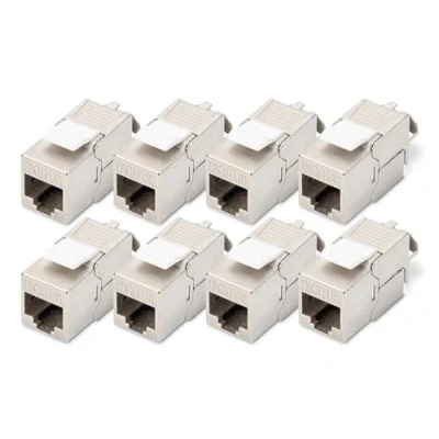 Imagen de DIGITUS Módulo Keystone Cat 6A blindado 8 unidades Conector RJ45 500 MHz 10GBase T AWG 26 22 Diseñable Con brida para cables Montaje sin herramientas