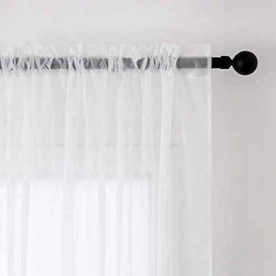 Imagen de MIULEE Cortinas Poliéster Translúcida Fresca Transparente Salon Ventana Visillo Moderno para Sala Cuarto Dormitorio Habitación Comedor Cocina Salón de Esatr 2 Unidades 140 x 175 cm Blanco