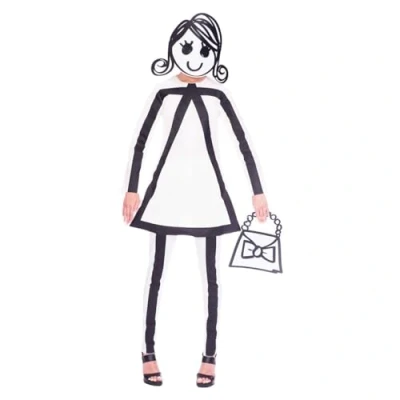 Imagen de amscan Disfras A La Moda Cartoon Disfraz de palo Halloween para mujer, 3 piezas, dibujo animado, Color blanco, 8 10 (9905098)