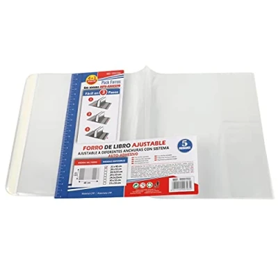 Imagen de Forro de Libros Autoadhesivo, Ajustable y Transparente Pack 10 Forros 22x40 cm A5