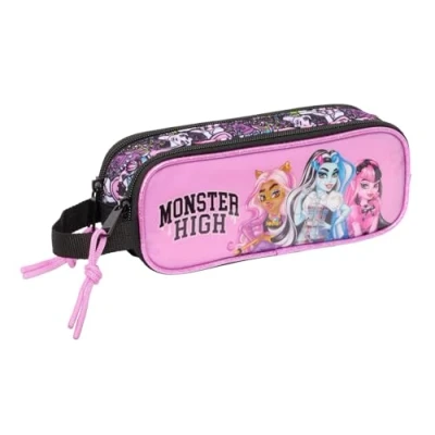 Imagen de Safta Monster High Drama Portatodo Doble Niño, Estuche Infantil, Ideal para Niños en Edad Escolar, Cómodo y Versátil, Calidad Resistencia, 21x6x8 cm