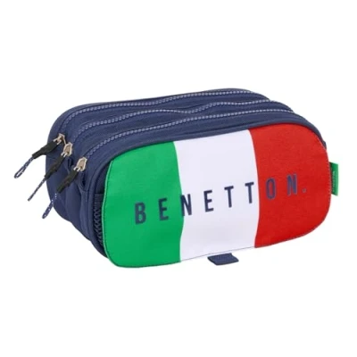Imagen de Safta Benetton Flag Portatodo Triple Big, Estuche Infantil, Niño, Ideal para Niños en Edad Escolar, Cómodo y Versátil, Calidad Resistencia, 21.5x8x10 cm