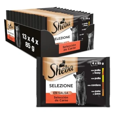 Imagen de Sheba Selezione Comida Húmeda para Gatos Selección de Carnes en Salsa, Multipack (Pack 13 x 4 bolsitas 85g)