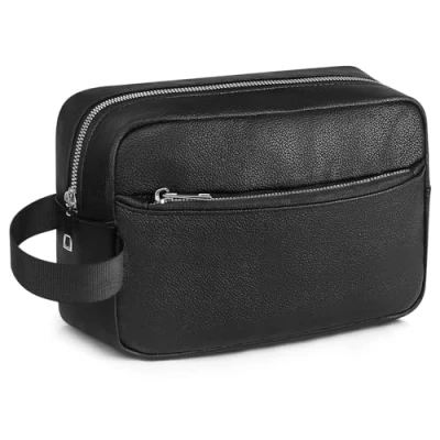 Imagen de Neceser Hombre, MOCOCITO para Viaje Bolsa de Aseo Mujer Hombre Baño PU Impermeable Maquillaje Afeitar, Accesorios Viaje, Gimnasio, Colegio (Negro)