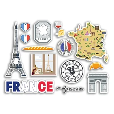 Imagen de Lámina de Pegatinas A5, vinilo Francia la Torre Eiffel París, emblemático ciudad vacaciones y el aeropuerto, etiqueta engomada #77541