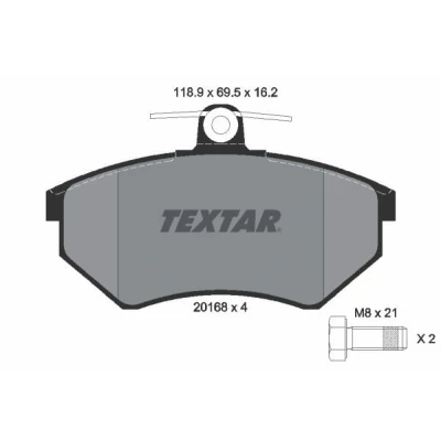 Imagen de TEXTAR 2016801 Juego de pastillas freno no preparado para indicador desgaste con tornillos pinza VOLKSWAGEN: GOLF 3 Variant, Corrado