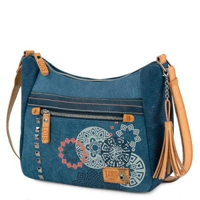 Imagen de Lois Bolso Bandolera Mujer Versátil para Diario y Viajes Estilo Casual Urbano Práctico Compacto Moda Bolsos De Bandolera. Azul
