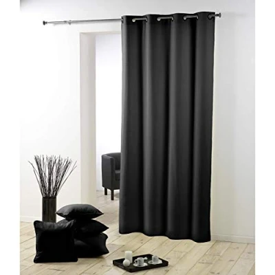 Imagen de Douceur d&#039;Intérieur 1609135 Cortinas, Poliéster, Negro, 140L X 260H cm (1 Panneaux)