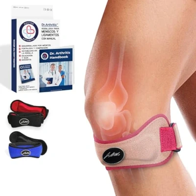 Imagen de Dr. Arthritis Cinta Rotuliana Desarrollada por Médicos Rodillera Compresión Tendinitis Patelar Síndrome Dolor Patelofemoral (Rodilla Corredor) y de la Cintilla Iliotibial, Condromalacia [Rosa]