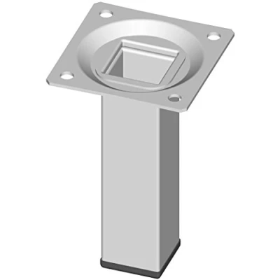 Imagen de Element System 4 Piezas de Pata Tubo Acero Tipo Cuadrado, Patas Mesa, Mueble Incluyendo Placa para atornillar, Colores, 10 tamaños, cm, Blanco, 18133 00286