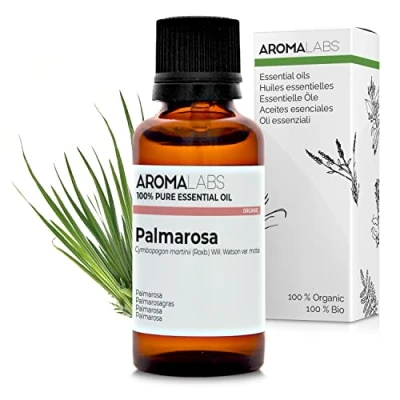 Imagen de BIO Aceite Esencial PALMAROSA 30mL 100% Puro, Natural, Quimiotipado y Certificado AB AROMA LABS (Marca Francesa)