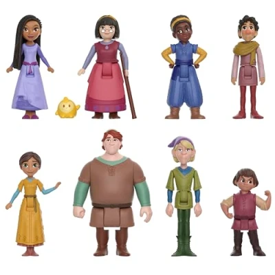 Imagen de Mattel Disney Wish El Poder de los Deseos The Teens Pack 8 muñecos pequeños con figura Star, inspirado en la película, juguete +3 años (HPX36)