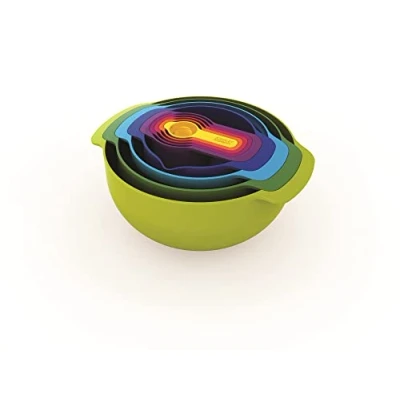 Imagen de Joseph Nest 9 Plus Juego de piezas apilables, cuencos para mezclar, con bol grande y pequeño, colador 5 tazas medidoras, multicolor