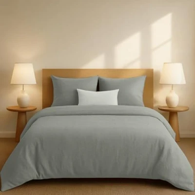 Imagen de Dreamzie Funda Nordica Algodon 200x220 Antracita Ropa de Cama, Edredon y 2X Almohada 80x80 Algodón Reforzado 3 Piezas