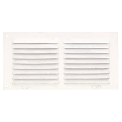 Imagen de Amig Rejilla Rectangular de Aluminio Rejillas Ventilación para Salida Aire Ideal Techo Cocina y Baño Medidas 100 X 200 MM Color Blanco