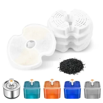 Imagen de Dunkwckore 4 Piezas Filtro Fuente para Gatos, Fuentes Gatos Filtros de Repuesto Agua Gato 2L &amp; 2.5L, Carbón Activado Algodón Resina con Ttriple Filtración