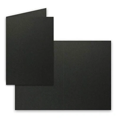 Imagen de FarbenFroh Lote de 25 tarjetas plegables (B6, en blanco, 12 x 17 cm, muy estable, aptas para impresoras), color negro