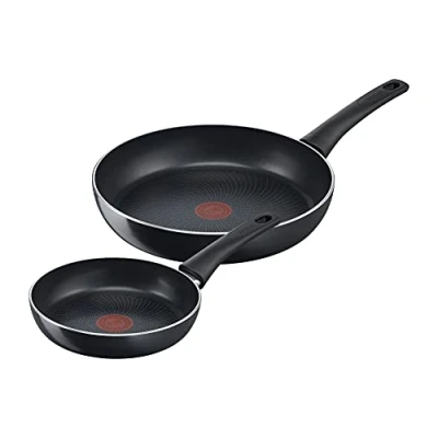 Imagen de Tefal Generous Cook C27890 Juego de 2 sartenes 20/28 cm Sellado antiadherente seguro Indicador temperatura señal térmica Forma profunda Apto para inducción Negro