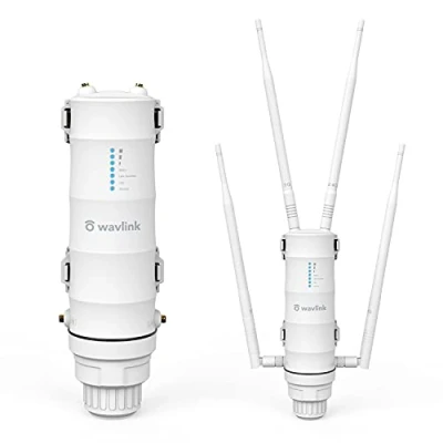 Imagen de WAVLINK AC1200 Repetidor WiFi Largo Alcance/Amplificador Larga Distancia Support PoE/Dual Banda 2.4+5G/4 Antena Repeater Exterior(2 Puertos Gigabit WAN/LAN)