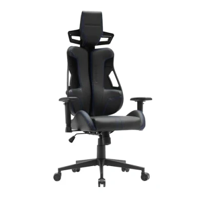 Imagen de MARSGAMING MGC Elite, Silla Gaming Ergonómica, Respaldo Flexible Adaptativo, Reposabrazos Ajustables 2D, Asiento Reclinable, Acabado Cuero PU, de Oficina con Ruedas XL, Pistón Gas Clase 4, Azul