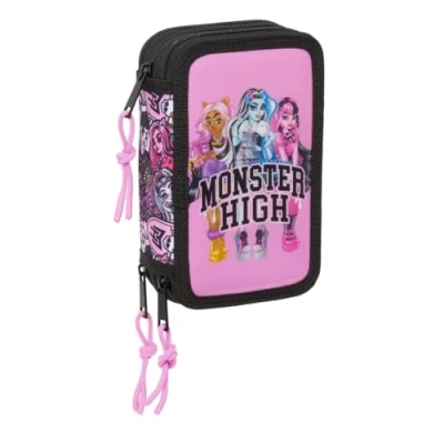 Imagen de Safta Monster High Drama Estuche Escolar con 37 Útiles Incluidos, Infantil, Niño, Ideal para Niños de 5 a 14 Años, Cómodo y Versátil, Calidad Resistencia, 12.5x5.5x19.5 cm
