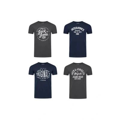 Imagen de Jack &amp; Jones 4 Pack Print Tshirt Jjlino Camiseta estampada pack, Hombre, Talla: XXL,