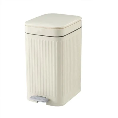 Imagen de KITCHEN MOVE Papelera con pedal rectangular estrecha de plástico, 10 L, AURA, color blanco