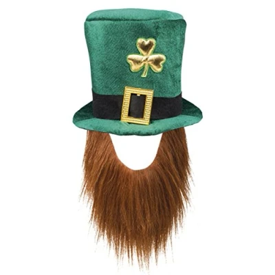 Imagen de Boland 44907 Sombrero Leprechaun, Duende Verde, con barba, gorra, tocado, Irlanda, Día de San Patricio, amuleto, carnaval, fiesta temática