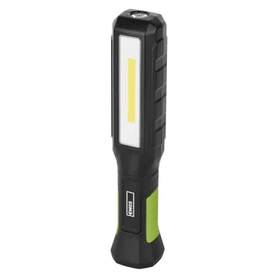 Imagen de EMOS Lámpara de trabajo LED impermeable, recargable, con base plegable, gancho e imán, 800 lm, alcance 110 m, batería 2000 mAh 7 horas duración y cable carga, 3 modos luz