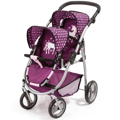 Imagen de Bayer Design Carrito Doble para muñecas, Rosa, Ciruela, Color Pink, Purple (26537AA) niños