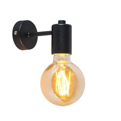 Imagen de QAZQA Diseño Aplique industrial negro FACIL 1 Acero Cilíndra Adecuado para LED Max. x 60 Watt