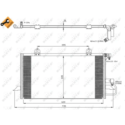 Imagen de NRF EASY FIT 35247 Condensador con junta anular 14,6 8,6 Aluminio 620