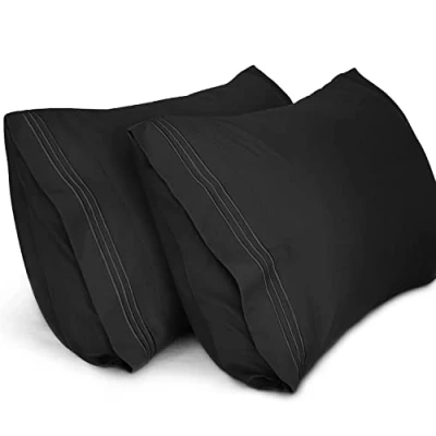 Imagen de Lirex 2 Pack Fundas de Almohada 1800 Hilos, Microfibra Suave Cepillada, Transpirables sin Arrugas y Lavables a Máquina (50x70 cm, Negro)